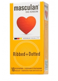 Презервативы с колечками и пупырышками Masculan Ribbed+Dotted - 10 шт. - Masculan - купить с доставкой в Пушкино