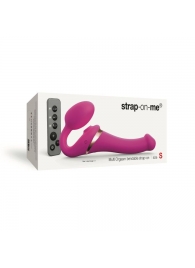 Ярко-розовый безремневой страпон Multi Orgasm Size S с клиторальной стимуляцией - Strap-on-me - купить с доставкой в Пушкино