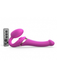 Ярко-розовый безремневой страпон Multi Orgasm Size S с клиторальной стимуляцией - Strap-on-me - купить с доставкой в Пушкино