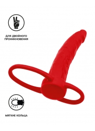 Красная насадка на пенис для двойного проникновения Black Red - 16,5 см. - ToyFa - купить с доставкой в Пушкино
