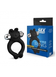 Черное силиконовое эрекционное виброкольцо Sex Expert - Sex Expert - в Пушкино купить с доставкой