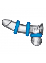 Комплект из трех голубых эрекционных колец 3-Pack Ribbed Rider Cock Ring Set - BlueLine - в Пушкино купить с доставкой