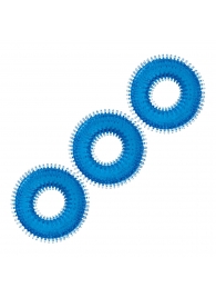 Комплект из трех голубых колец для эрекции 3-Pack Ultra-Stim Stretch Cock Rings - BlueLine - в Пушкино купить с доставкой