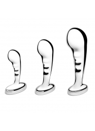 Набор из 3 стальных стимуляторов простаты Stainless Steel P-spot Training Set - b-Vibe - в Пушкино купить с доставкой