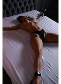 Черный кожаный набор фиксации на кровати Sex Game - БДСМ Арсенал - купить с доставкой в Пушкино