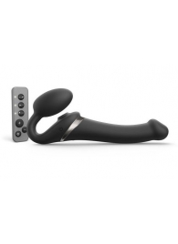 Черный безремневой страпон Multi Orgasm Size M с клиторальной стимуляцией - Strap-on-me - купить с доставкой в Пушкино