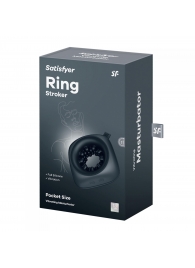 Черный мужской вибромассажер Ring Stroker - Satisfyer - в Пушкино купить с доставкой