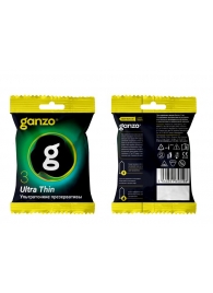 Ультратонкие презервативы Ganzo Ultra thin в мягкой упаковке - 3 шт. - Ganzo - купить с доставкой в Пушкино