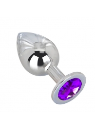 Большой плаг из стали с фиолетовым кристаллом Violet Dream - 9,5 см. - Erotic Fantasy - купить с доставкой в Пушкино