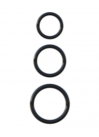 Набор из трех черных эрекционных колец Silicone 3-Ring Stamina Set - Pipedream - в Пушкино купить с доставкой