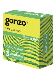 Ультратонкие презервативы Ganzo Ultra thin - 3 шт. - Ganzo - купить с доставкой в Пушкино