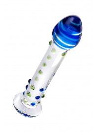 Стеклянный фаллос с цветными бусинами - 18 см. - Sexus