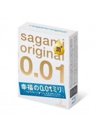 Увлажнённые презервативы Sagami Original 0.01 Extra Lub - 2 шт. - Sagami - купить с доставкой в Пушкино