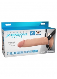 Телесный полый страпон на черных ремнях Hollow Silicone Strap-on - 17,8 см. - Pipedream - купить с доставкой в Пушкино