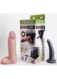 Страпон-унисекс с двумя насадками UNI strap 7  Harness - 19 и 16 см. - LOVETOY (А-Полимер) - купить с доставкой в Пушкино