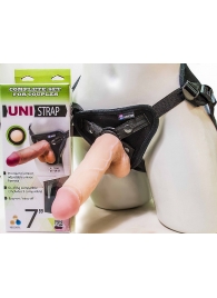 Страпон-унисекс с двумя насадками UNI strap 7  Harness - 19 и 16 см. - LOVETOY (А-Полимер) - купить с доставкой в Пушкино