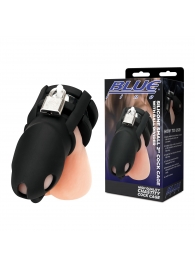 Черная клетка для пениса Silicone Small 2 in Cock Cage With Ball Divider - BlueLine - купить с доставкой в Пушкино