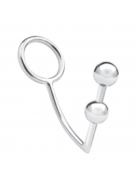 Кольцо на пенис с анальным стимулятором Two Bead Stainless Steel Anal Hook   Cock Ring - BlueLine - в Пушкино купить с доставкой
