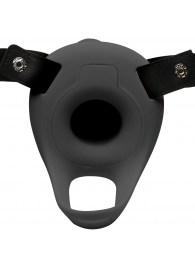 Черный полый страпон с вибрацией 2’’ Erection 28X Smooth Vibrating Silicone Penis Sheath - XR Brands - купить с доставкой в Пушкино