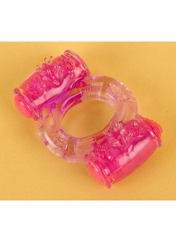 Фиолетовое виброкольцо с двумя вибропульками - Toyfa Basic - в Пушкино купить с доставкой