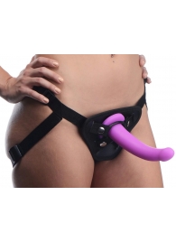 Лиловый поясной страпон Navigator Silicone G-Spot Dildo with Harness - 17,8 см. - XR Brands - купить с доставкой в Пушкино