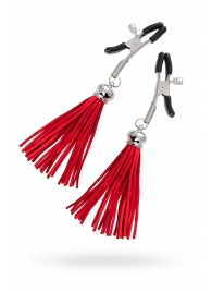 Зажимы на соски «Прищепки» с красными кисточками из замши - Pecado - купить с доставкой в Пушкино