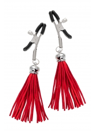 Зажимы на соски «Прищепки» с красными кисточками из замши - Pecado - купить с доставкой в Пушкино