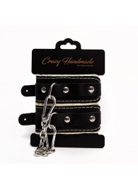 Черные скругленные наручники с мягкой бежевой подкладкой - Crazy Handmade - купить с доставкой в Пушкино