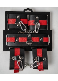 Черно-красный набор фиксаций: наручники, оковы и ошейник - Crazy Handmade - купить с доставкой в Пушкино