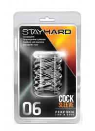 Прозрачная насадка с объёмными чёрточками STAY HARD COCK SLEEVE 06 CLEAR - Blush Novelties - в Пушкино купить с доставкой