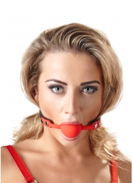 Силиконовый кляп-шар на чёрных ремешках Red Gag silicone - Orion - купить с доставкой в Пушкино