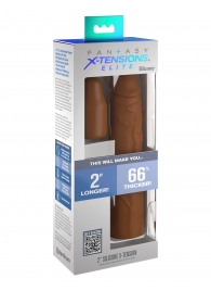 Коричневая насадка на член 2  Silicone X-tension - 20,3 см. - Pipedream - в Пушкино купить с доставкой