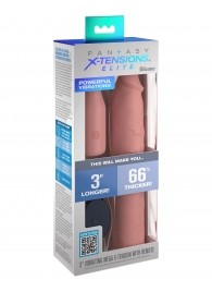 Телесная вибронасадка на член 3  Vibrating Mega X-tension with Remote - 22,9 см. - Pipedream - в Пушкино купить с доставкой