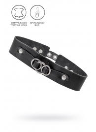 Черный чокер-ошейник со связанными кольцами на подложке - Pecado - купить с доставкой в Пушкино