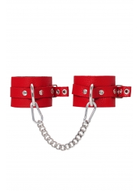 Красные мягкие кожаные оковы с люверсами - Pecado - купить с доставкой в Пушкино
