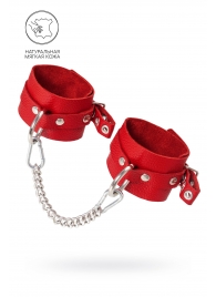 Красные мягкие кожаные оковы с люверсами - Pecado - купить с доставкой в Пушкино