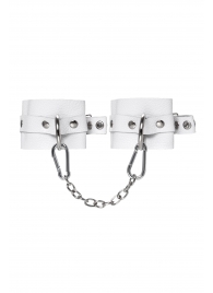 Белые мягкие кожаные наручники с люверсами - Pecado - купить с доставкой в Пушкино