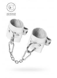 Белые мягкие кожаные наручники с люверсами - Pecado - купить с доставкой в Пушкино