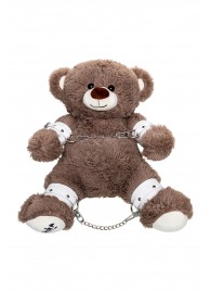 Бондажный набор: бурый мишка с белыми оковами и наручниками - Pecado - купить с доставкой в Пушкино