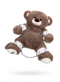 Бондажный набор: бурый мишка с белыми оковами и наручниками - Pecado - купить с доставкой в Пушкино