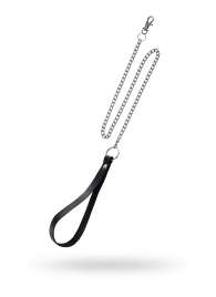Поводок с ручкой из черной натуральной кожи и карабином для ошейника - Pecado - купить с доставкой в Пушкино