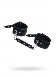 Черные двухслойные кожаные оковы с белой строчкой - Pecado - купить с доставкой в Пушкино