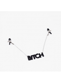 Зажимы на соски с кожаной подвеской Bitch - Crazy Handmade - купить с доставкой в Пушкино