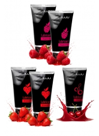 Набор из 5 съедобных лубрикантов JUJU (клубника х 2, малина х 2, вишня) - JuJu - купить с доставкой в Пушкино