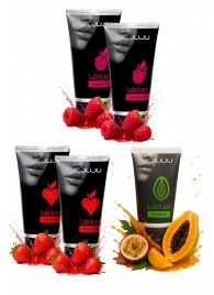 Набор из 5 съедобных лубрикантов JUJU (клубника х 2, малина х 2, тропические фрукты) - JuJu - купить с доставкой в Пушкино
