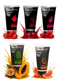 Набор из 5 съедобных лубрикантов JUJU (клубника, малина, тропические фрукты, вишня, грейпфрут) - JuJu - купить с доставкой в Пушкино