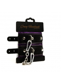 Черно-фиолетовые скругленные наручники с мягкой подкладкой - Crazy Handmade - купить с доставкой в Пушкино