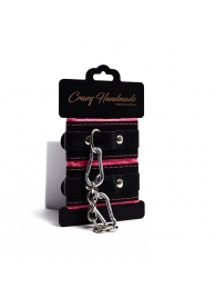 Черно-розовые скругленные наручники с мягкой подкладкой - Crazy Handmade - купить с доставкой в Пушкино