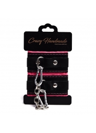 Черно-розовые скругленные наручники с мягкой подкладкой - Crazy Handmade - купить с доставкой в Пушкино