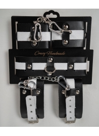 Набор фиксаторов из черной и белой натуральной кожи - Crazy Handmade - купить с доставкой в Пушкино